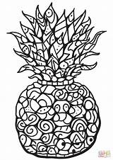 Coloring Pineapple Zentangle Pages Printable Fruit Mandala Food Pineapples Adult Adults Categories sketch template
