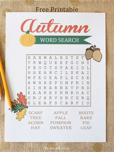 autumn word search  kids liz  call