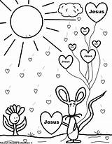 Coloring Jesus Pages Valentine Printable Christian Loves Kids Valentines Preschool Mouse Church Heart Holding Well Print Children Balloons Sheet Soon sketch template