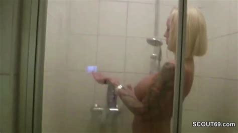 german hot milf caught in shower and seduce to fuck