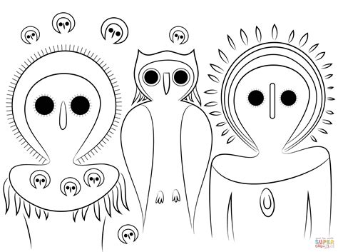 aboriginal owls coloring page  printable coloring pages