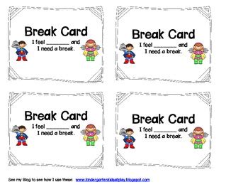 break cards  kindergarten kids  play teachers pay teachers