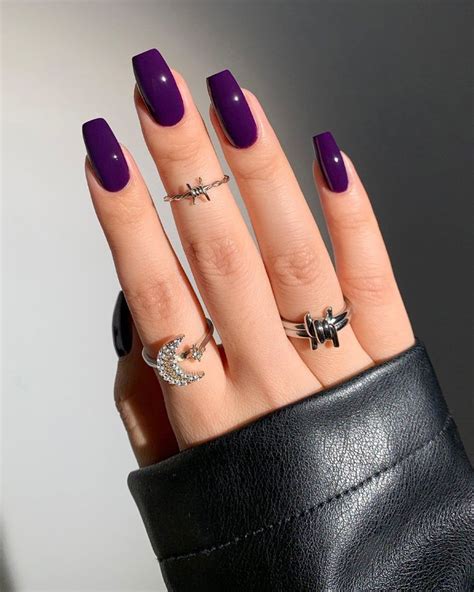 dark purple nails violet nails purple acrylic nails short acrylic