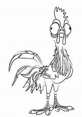 Moana Coloring Pages Rooster Heihei Color Hei Kids Print Disney Printable Children Characters Dragon sketch template