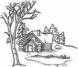 Cabin Log Scenes Pages Coloring Christmas Drawing Scene Winter Woods Patterns Scenery Burning Wood Stamps Sheets Drawings Country Pyrography Cabins sketch template