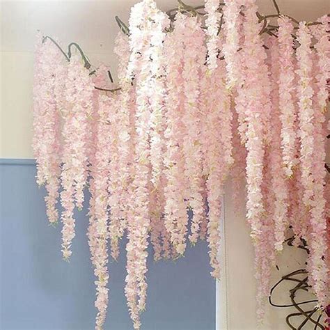 3 4 8pcs 1 8m Artificial Cherry Blossom Garland Hanging Vine Silk