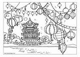 Chinese Colouring Lanterns Lantern Pagode Kleuteridee Chine Tangled Colorpage Drawings Chinees Nieuwjaar Designlooter Pagoda Coloreamos sketch template