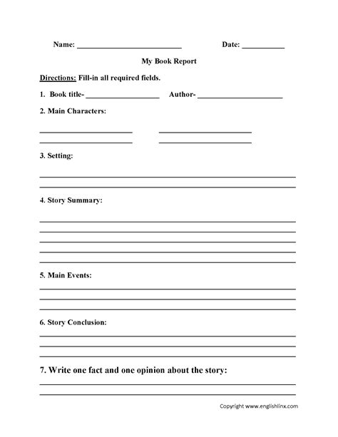 book report worksheets book report template middle school biography