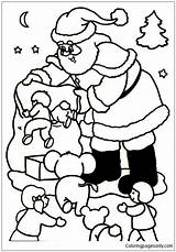 Pages Christmas Claus Santa Bag Asks Jumping Gifts Into Coloring Color sketch template