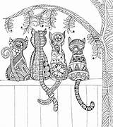 Coloring Cats Fence Pages Adult Mandala Favecrafts Cat Colouring Adults Printable Sheets sketch template
