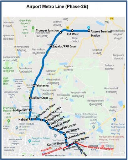 bangalore airport metro namma metro blue line route map and cost