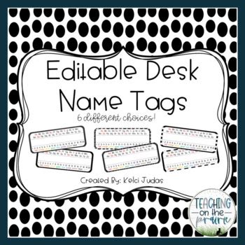 editable desk  tags desk  plates black  white tpt