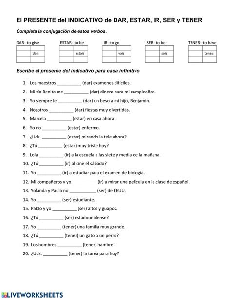 El Presente De Indicativo Interactive And Downloadable Worksheet You