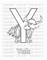 Yak Coloring Alphabet Abcs Printable Letter sketch template