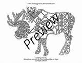 Moose Mountainous Inverted Outline Coloring Deviantart sketch template