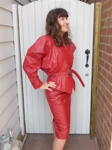 80s red leather outfit bam bam costume hire