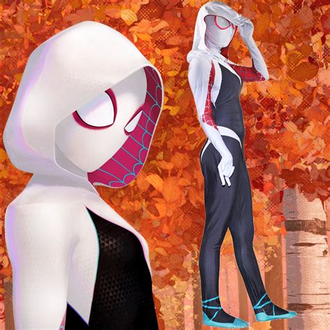 women girls gwen stacy costume cosplay spider man into the spider