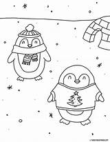 Coloring Winter Pages Penguins Kids Printables sketch template