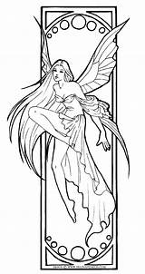 Coloring Fairy Pages Gothic Colouring Adult Printable Drawings Sheets Adults Drawing Color Nouveau Books Coloriages Fantasy Line Book Mucha Fairies sketch template