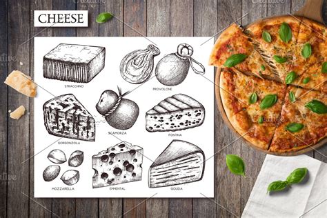 pizza ingredients collection custom designed graphic objects