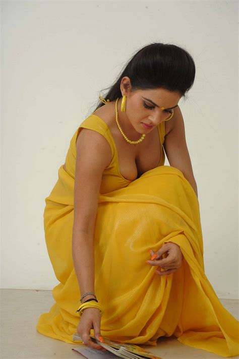 kavya singh hot yellow saree south indian actress