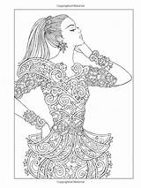 Coloring Pages Fashion Adult Book Books Creative Haven Fashions Adults Ornamental Colouring Dover sketch template