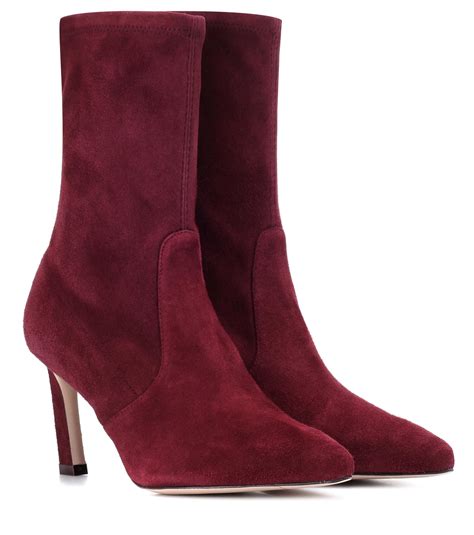 stuart weitzman rapture 75 suede ankle boots in red lyst