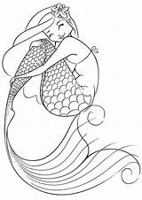 Mermaid Coloring Cute Pages sketch template