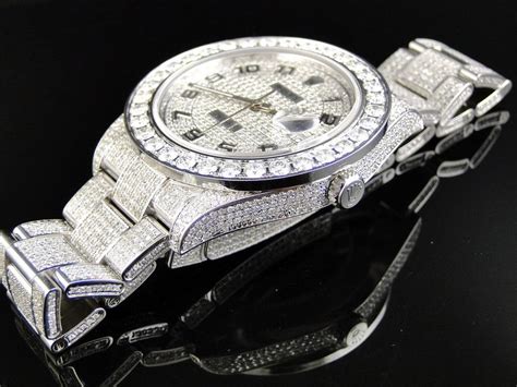 Rolex White Gold Iced Out Mens New Just Ii 2 Flooded Genuine Diamonds