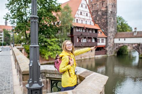Woman Traveling In Nurnberg City Germany Stock Image Image Of Coat