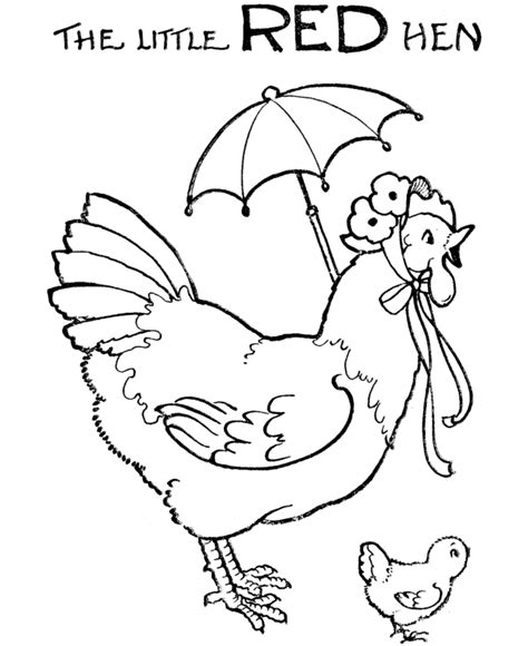 bluebonkers nursery rhymes coloring page sheets  red hen