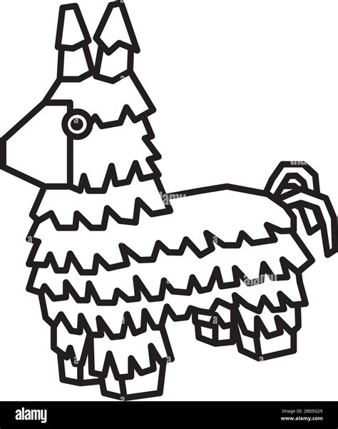 donkey pinata cartoon vector  icon mexican celebration outline
