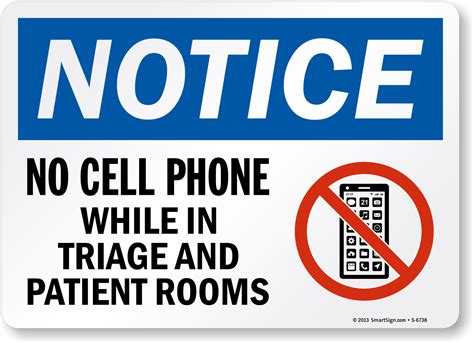 cell phone   triage  patient rooms notice sign sku