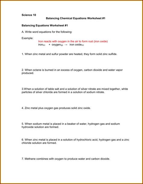 answer key chemical word equations worksheet worksheet resume examples