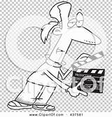 Clip Presenting Clapper Outline Illustration Take Man Rf Royalty Toonaday sketch template