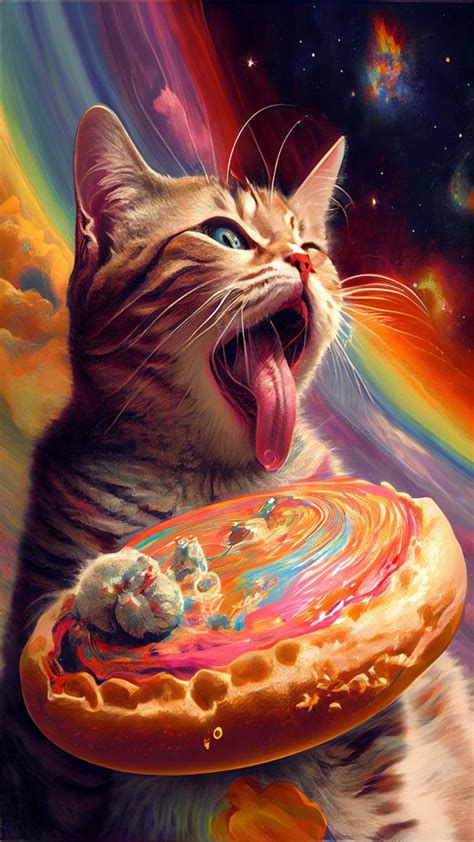 Colorful Hungry Space Cat Wallpaper For Your Phone Cool Galaxy