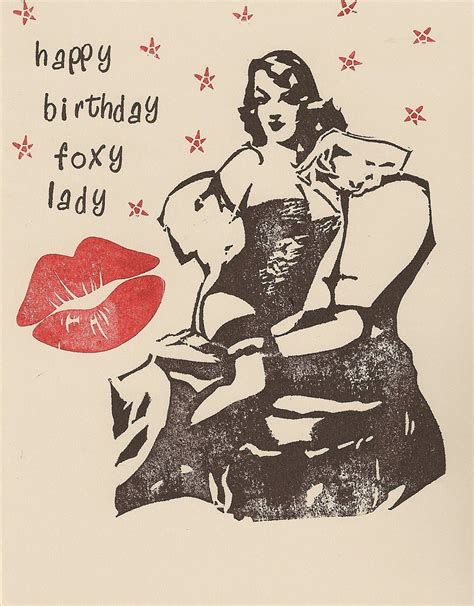 Items Similar To Sexy Foxy Lady Pin Up Happy Birthday Handstamped