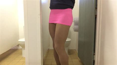 Crossdresser Public Toilet Pink Mini Skirt Gay Porn 36
