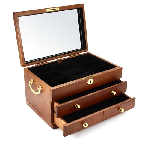 luxury  layers wooden jewelry box bracelet necklace ring storage case display holder alexnldcom