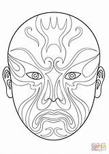 Mask Opera Chinese Coloring Template Drawing Pages Printable Dragon Masks Painting Kids Cool Crafts Paper Imgarcade sketch template