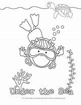 Coloring Sea Pages Under Color Kid Ocean Girl Kids Swimming Preschool Coloring4free Fish Waves Printable Swim Diving Clipart Para Theme sketch template