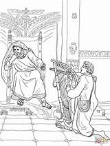 Saul Harp Davi Arpa Tocando Colorir Spares Bibel Rey König давид sketch template