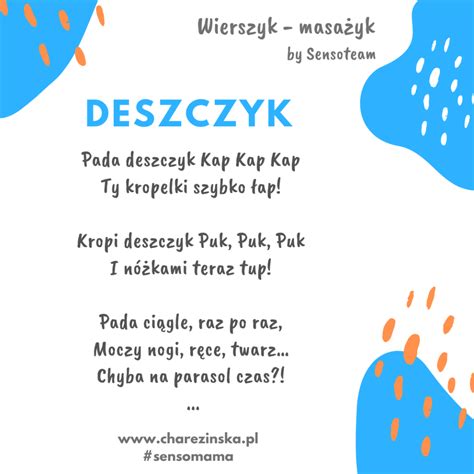 deszczyk wierszyk masazykwierszyki masazyki wspieranie rozwoju dzieci