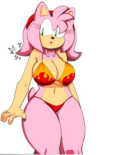 xbooru amy rose anthro belly big breasts breasts clothing dreamcastzx1 furry midriff navel