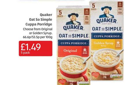 quaker oat  simple cuppa porridge offer  aldi offerscouk