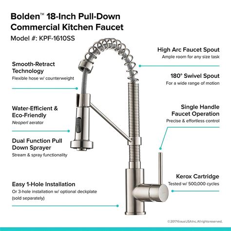 kraus bolden  single handle kitchen faucet  pull  sprayhead open box  ebay