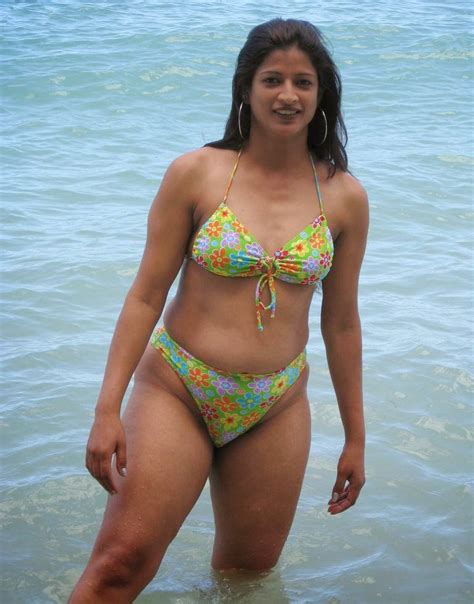 hot nri aunty in two piece bikini enjoying sun on the