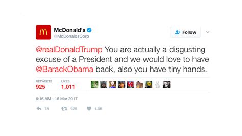 mcdonalds anti trump tweet   compromised account