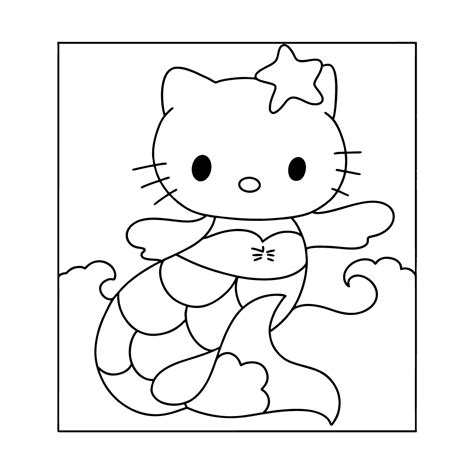 kitty mermaid coloring page   print