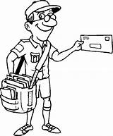 Coloring Pages Postman Mailman Post Office Clipart Kids People Mail Colouring Man Cliparts Job Postal Worker Drawing Printable Carrier Clip sketch template